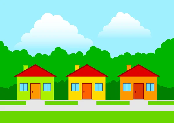 Tre färgglada hus — Stock vektor