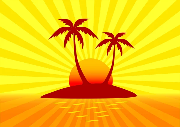 Paesaggio tropicale con palme — Vettoriale Stock