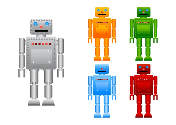 Collection of robots — Stock Vector