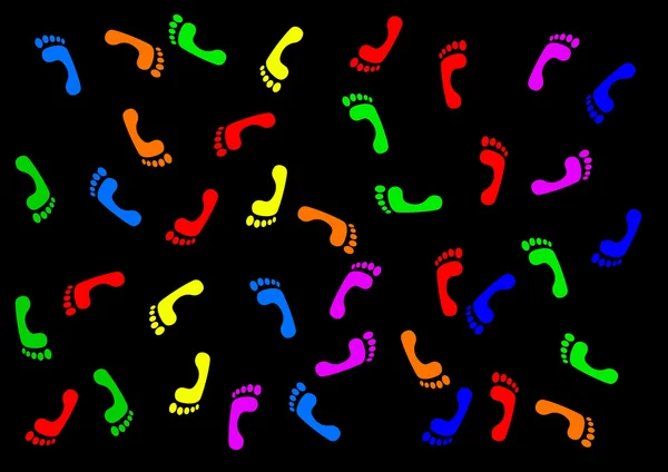 stock vector Footprints on black background