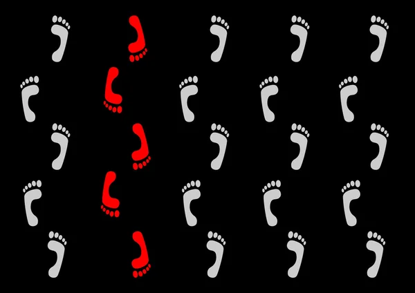 黑色背景上的脚印 — 图库矢量图片