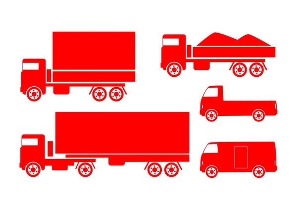 Red silhouettes of trucks — Stock Vector