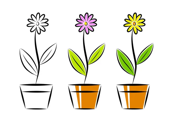 Trois fleurs — Image vectorielle