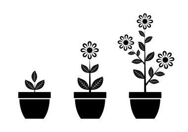 Black flower icon clipart