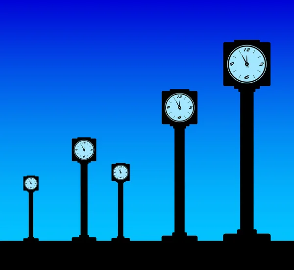 Klockor på blå bakgrund — Stock vektor