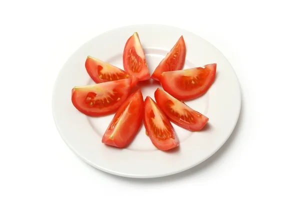 Tomates sur assiette blanche — Photo