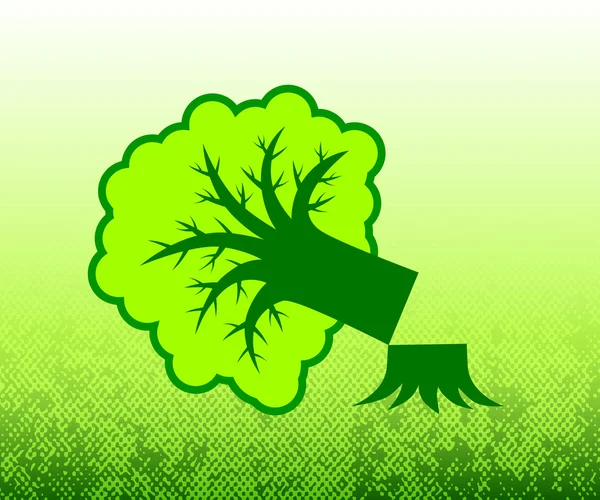 Yeşil zemin üzerine ağaç — Stok Vektör