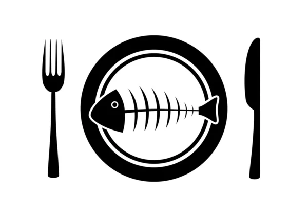 도자기 접시에 생선 — 스톡 벡터