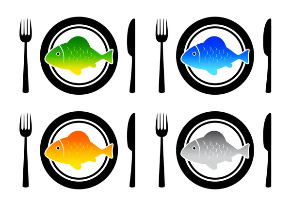 Συλλογή των ψαριών στα πιάτα — Διανυσματικό Αρχείο