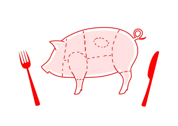 Cerdo sobre fondo blanco — Vector de stock