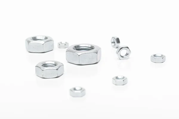 Silver bolt nuts — Stock Photo, Image