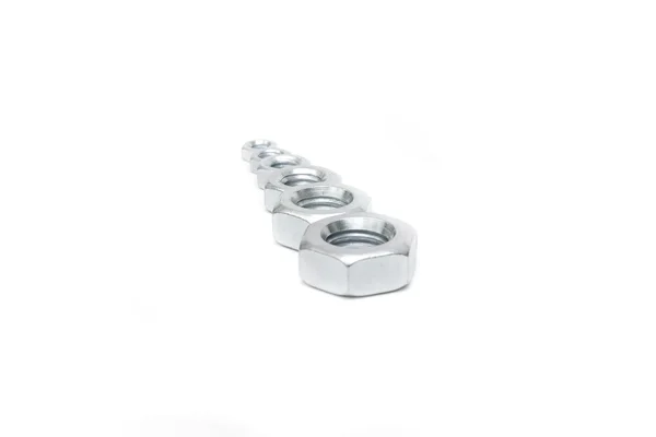 Silver bolt nuts — Stock Photo, Image