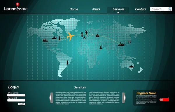 Modelo Web com Mapa do MundoIlustração vetorial editável Vetores De Bancos De Imagens Sem Royalties