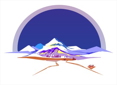 Stylized vector illustration of mountains clipart
