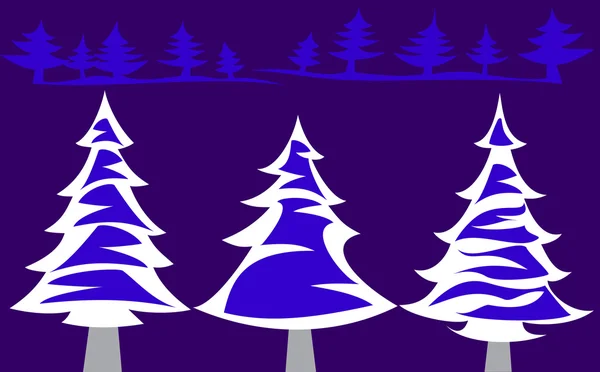 Kış köknar ağaçlarının — Stok Vektör