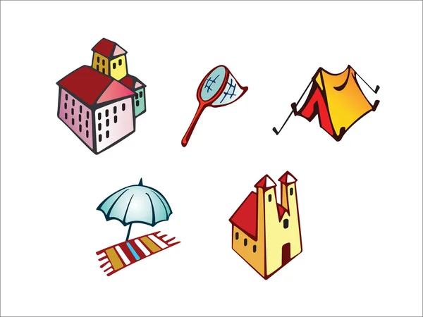 Vector tourism theme icons set — Stock Vector