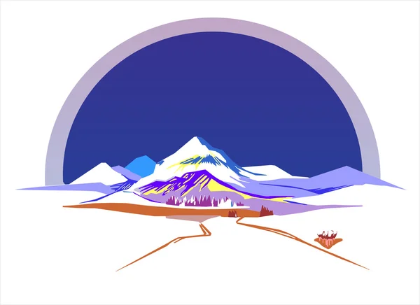 Stiliserade vektor illustration av berg — Stock vektor