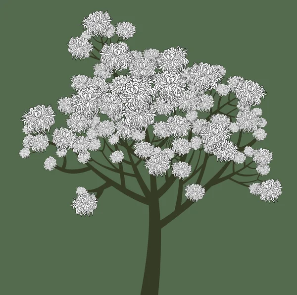 ベクター若い開花ツリーのグラフィカルな描画 — ストックベクタ