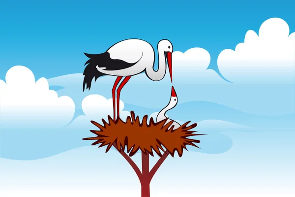 stock vector Storks in the nest