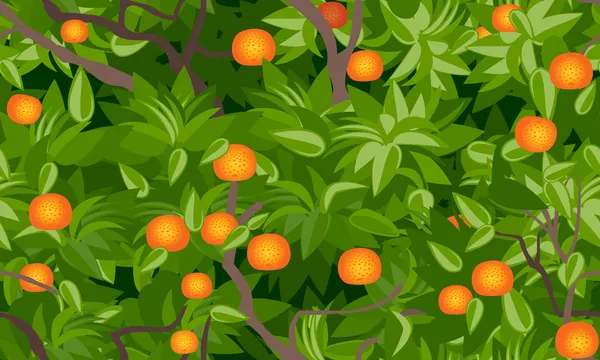 Mandarino albero fogliame senza soluzione di continuità sfondo — Vettoriale Stock