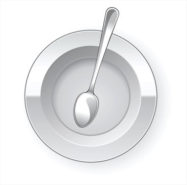 Empty dinner plate and spoon clipart