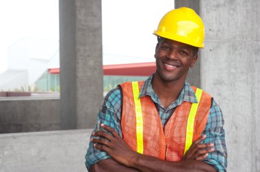 African American construction worker clipart