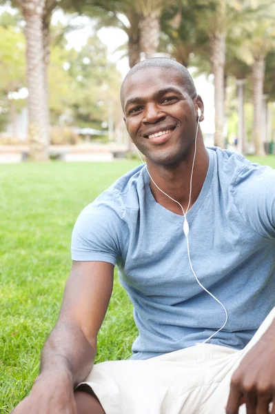 African American male student on campus — Stock Photo, Image