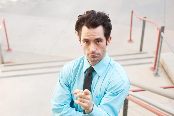 Male executive pointing a finger — Stock Photo, Image