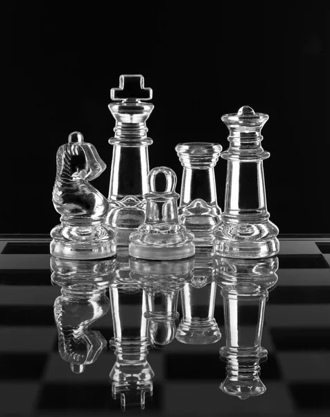 Glass chess family — Stock Photo, Image