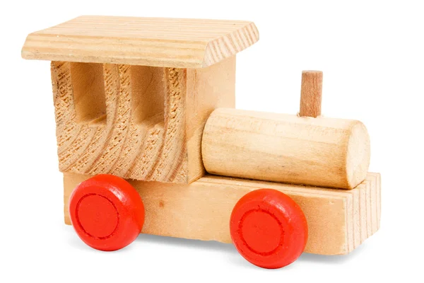 stock image Wooden train toy with red wheels