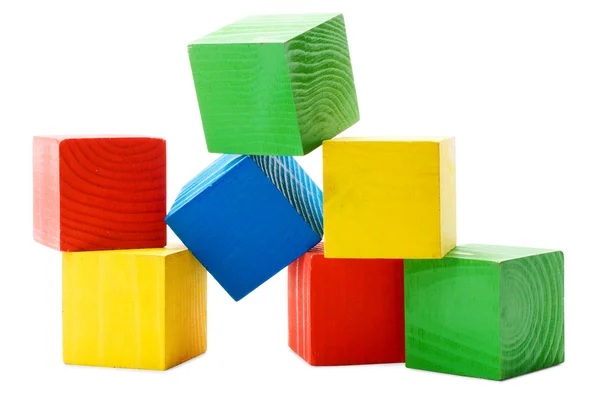 Heap of wooden colored cubes — Stock Photo, Image