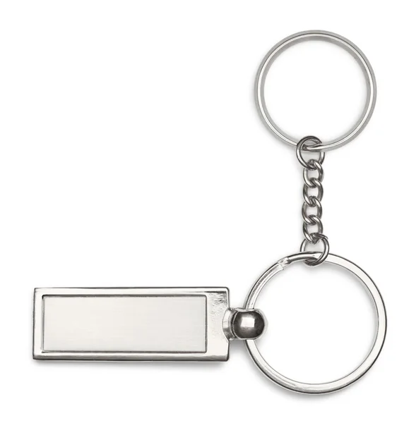 Silber Schlüsselanhänger auf weißem Hintergrund — Stockfoto