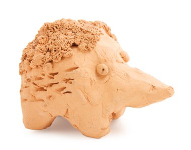 Funny homemade clay hedgehog toy clipart