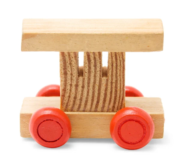Houten spoorweg auto speelgoed — Stockfoto