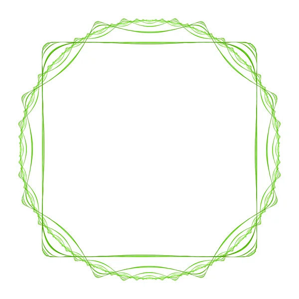 方形形状的绿色花纹的框架 — 图库照片