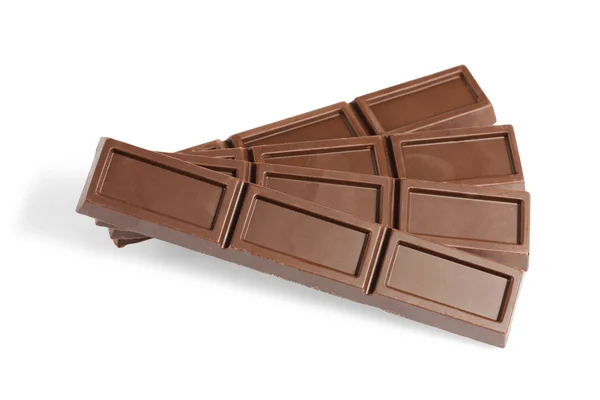 Beyaz arkaplanda izole edilmiş çikolata çubukları — Stok fotoğraf