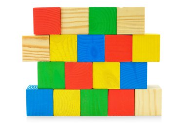 Colourful wall from toys wooden cubes clipart