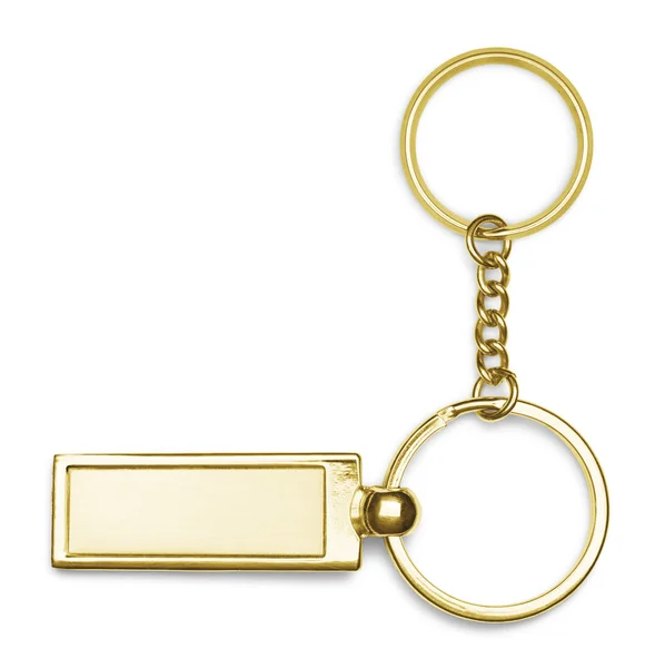 Cadeia-chave dourada sobre fundo branco — Fotografia de Stock