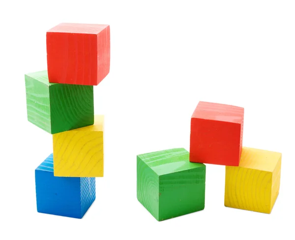 Wooden colored cubes tower — Stock Photo, Image