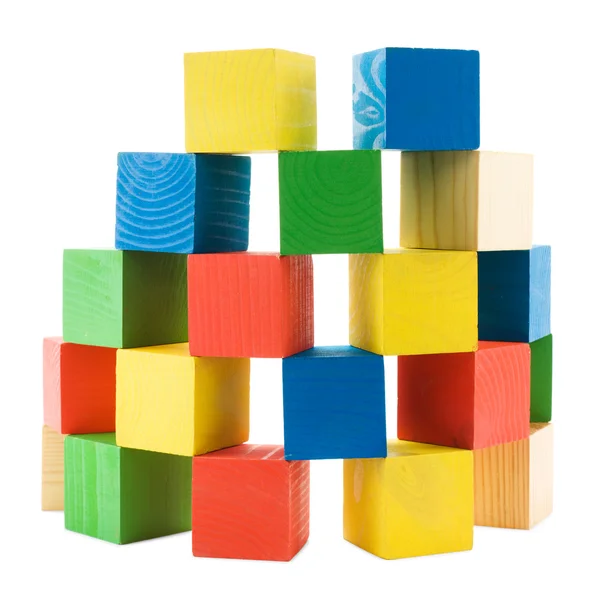 Wooden colored big cubes tower — Stock Photo, Image