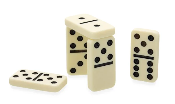Construção de dominó no fundo branco — Fotografia de Stock