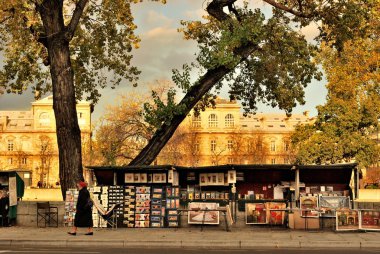 Sunset on Seine riverbank, Paris clipart