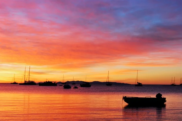 stock image Colourful red yellow and blue sunset