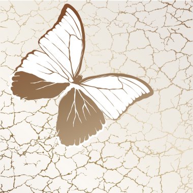Craquelure pattern with butterfly clipart