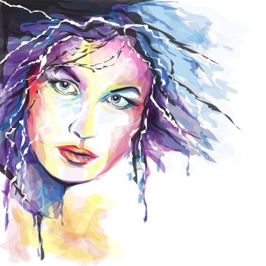 Young woman portrait clipart