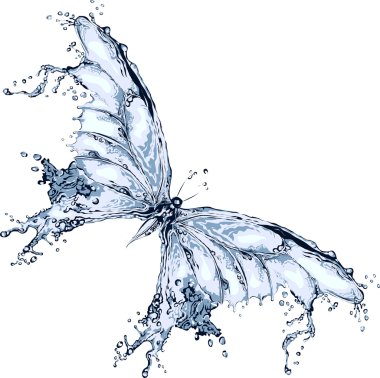 Water splash butterfly clipart