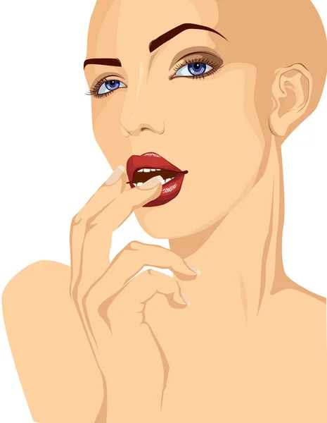 Pop art style chauve portrait de femme — Image vectorielle