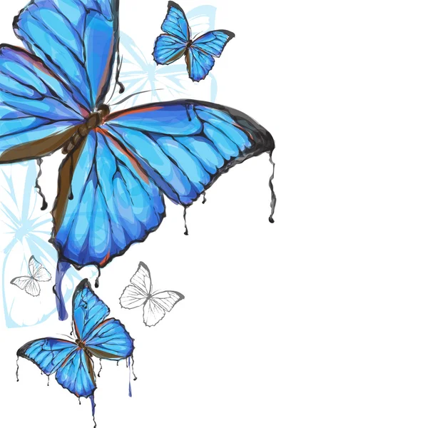 Blue butterflies — Stock Vector