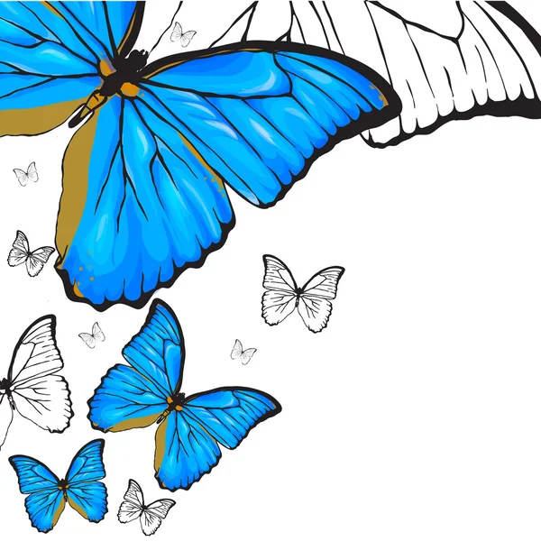 Blue butterflies background — Stock Vector