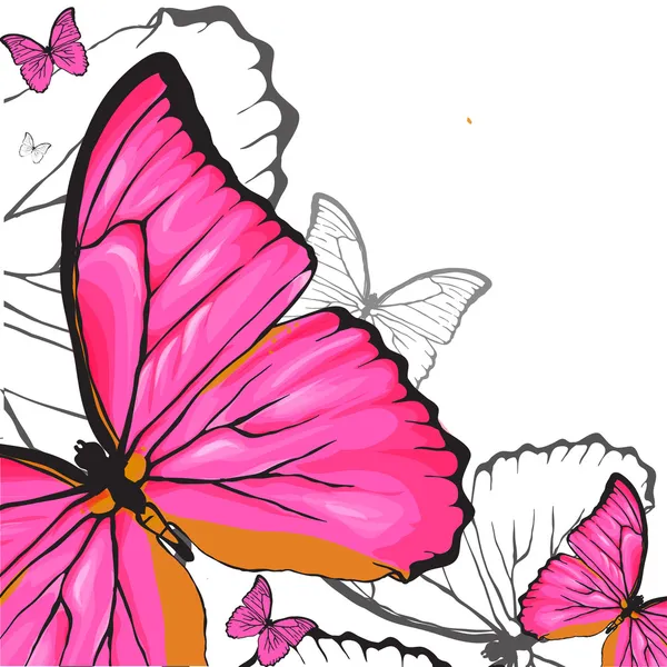 Papillons roses fond — Image vectorielle